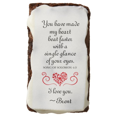 Heart Beat Faster  Romantic Bible Verse Quote Brownie