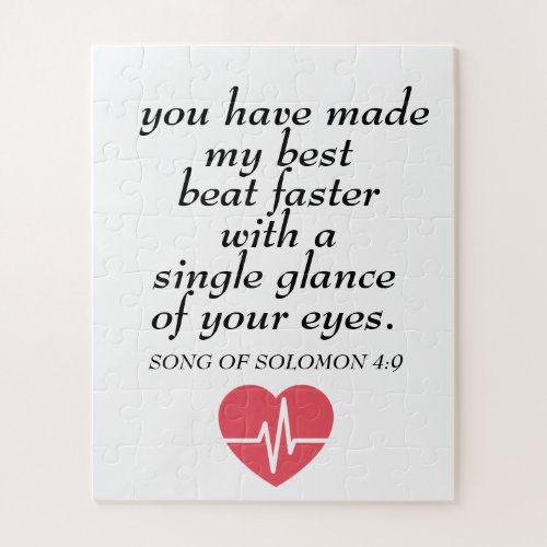 Heart Beat Faster Romantic Bible Verse Quote Jigsaw Puzzle