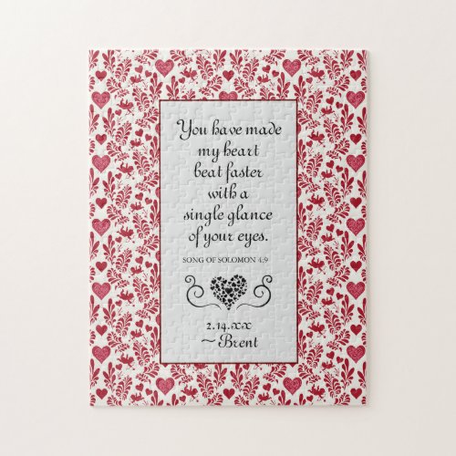 Heart Beat Faster  Romantic Bible Verse Quote Jigsaw Puzzle
