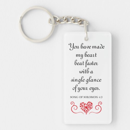 Heart Beat Faster Romantic Bible Verse Quote Keychain