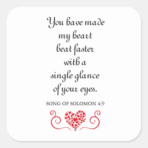 Heart Beat Faster  Romantic Bible Verse Quote Square Sticker