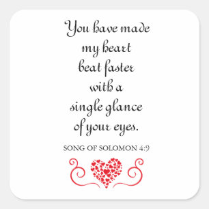 Heart Beat Faster Romantic Bible Verse Quote Square Sticker