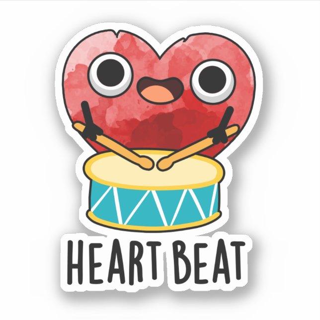 Heart Beat Funny Heart Drummer Pun  Sticker (Front)