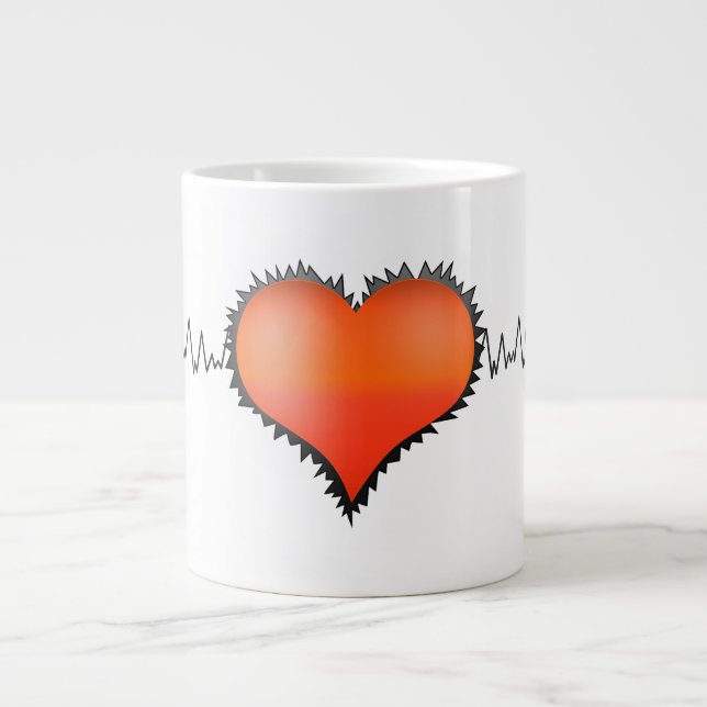 Heart Beat Giant Coffee Mug (Front)