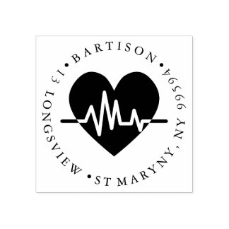 Heart beat nurse ROUND RETURN ADDRESS Rubber Stamp