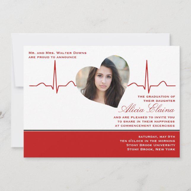 Heart Beat Photo Announcement/Invitation Invitation (Front)