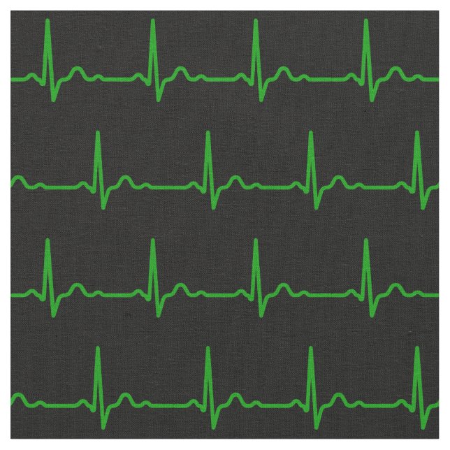 Heart Beat Rate Rhythm Medical Pattern Fabric (Close Up)