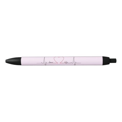 Heart beat with love life inspirational quote black ink pen