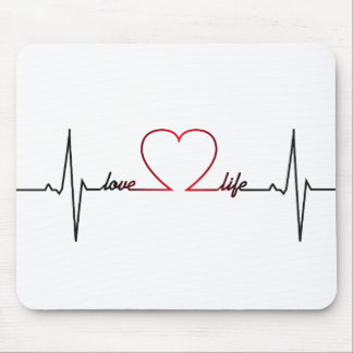 Heart beat with love life inspirational quote mouse pad