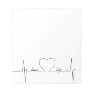 Heart beat with love life inspirational quote notepad