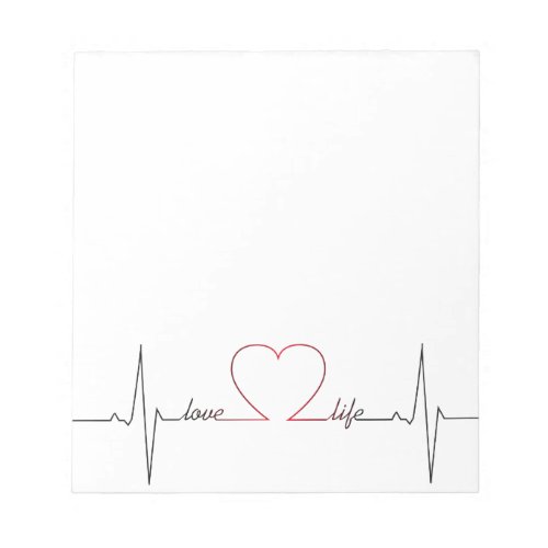 Heart beat with love life inspirational quote notepad