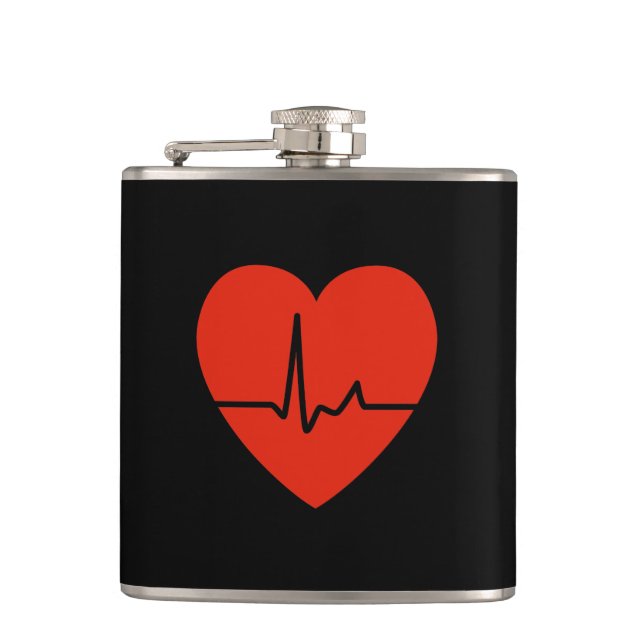 Heart Beats Hip Flask (Front)