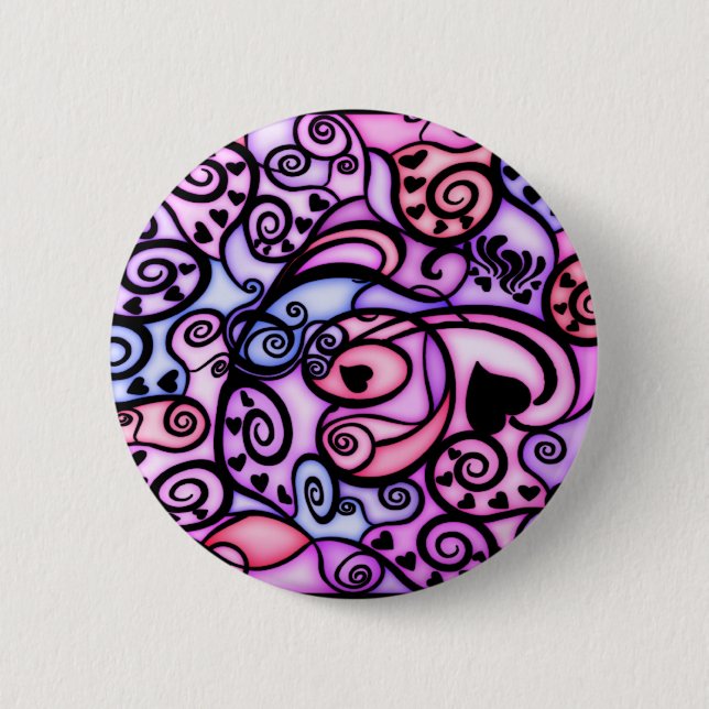 Heart Beats Singing, Stained Glass style Pinback Button (Front)