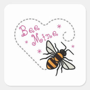 Heart Bee Mine Square Sticker