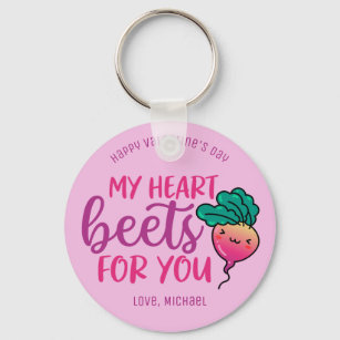 Heart Beets For You Funny Pun Cute Valentine's Day Keychain