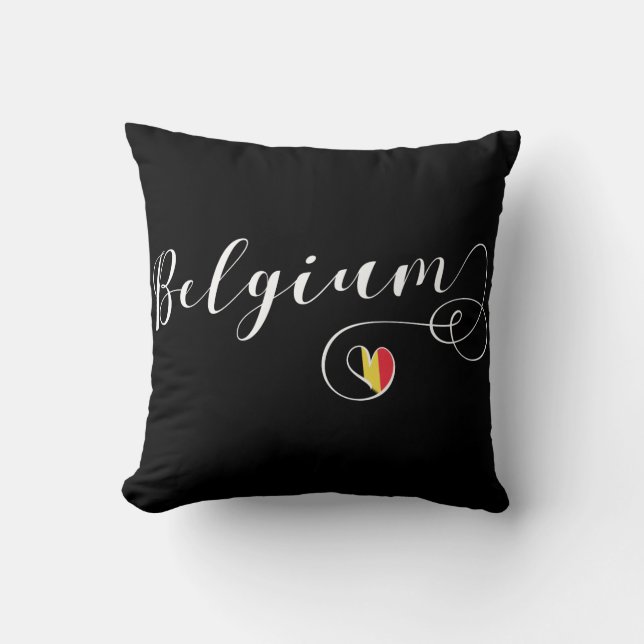 Heart Belgium Pillow, Belgian Flag Throw Pillow (Front)