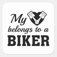 Heart Belongs Biker Square Sticker