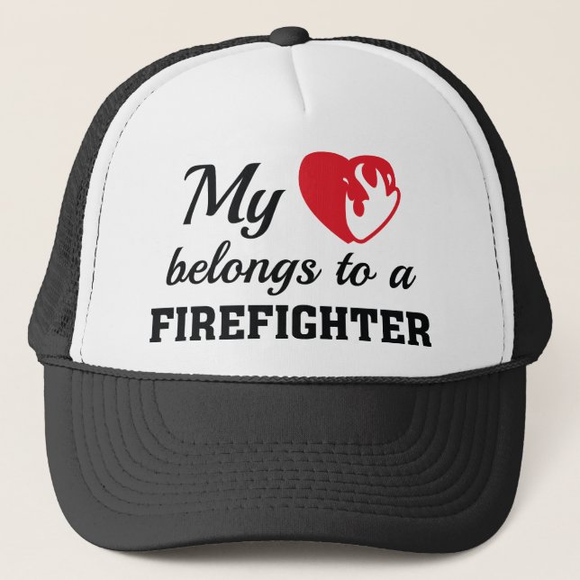 Heart Belongs Firefighter Trucker Hat (Front)