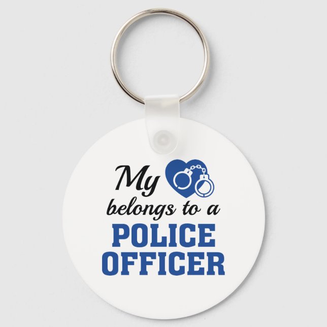 Heart Belongs Police Officer Keychain (Front)