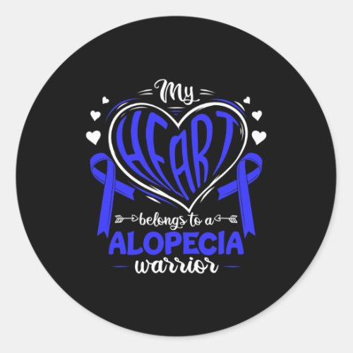 Heart Belongs To A Alopecia Warrior Alopecia Aware Classic Round Sticker