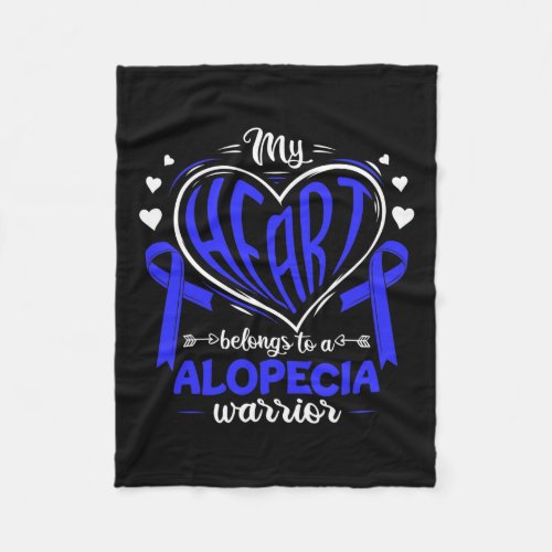 Heart Belongs To A Alopecia Warrior Alopecia Aware Fleece Blanket