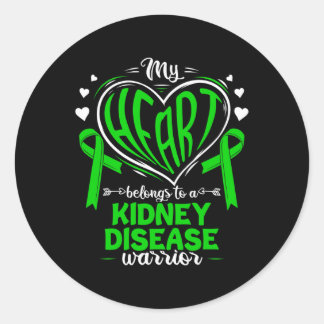 Heart Belongs To A Kidney Disease Warrior Kidney D Classic Round Sticker