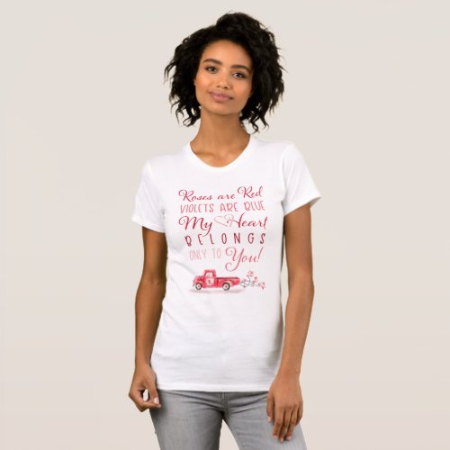 Heart Belongs to You Newlyweds Red Vintage Truck T_Shirt