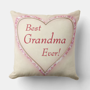 Heart Best Grandma Ever Throw Pillow