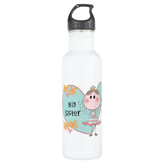 Heart Big Sister Water Bottle (Front)