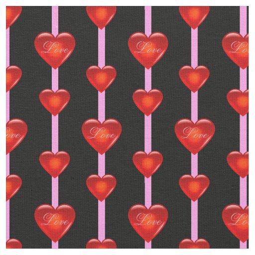 heart/big/small red heart/Love/black pink stripe Fabric