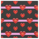 heart/big/small red heart/Love/black pink stripe Fabric