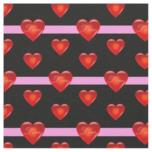 heart/big/small red heart/Love/black pink stripe Fabric