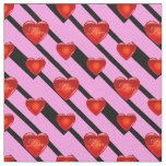 heart/big/small red heart/Love/black pink stripe Fabric