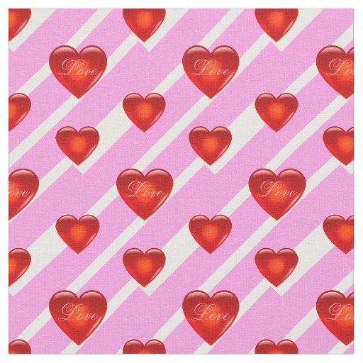 heart/big/small red heart/Love/white pink stripe Fabric