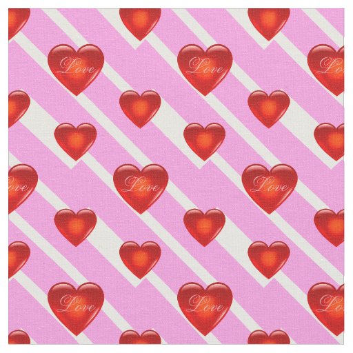 heart/big/small red heart/Love/white pink stripe Fabric