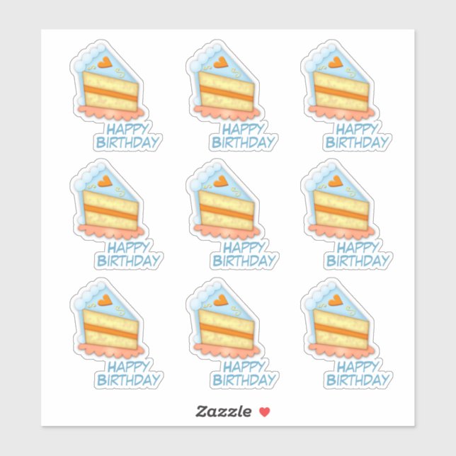 Heart Birthday Cake Contour Sticker (Sheet)