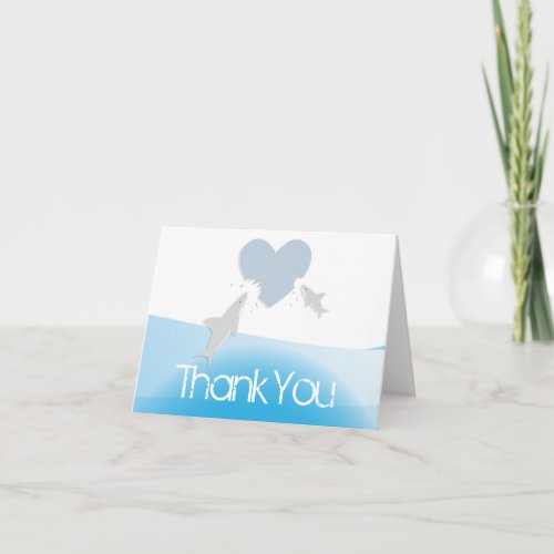 Heart Bites and Sharks  Baby Shower Thank You Card