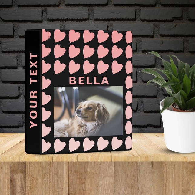 Heart Black and Pink Pattern Pet Dog Photo Album Mini Binder (Creator Uploaded)