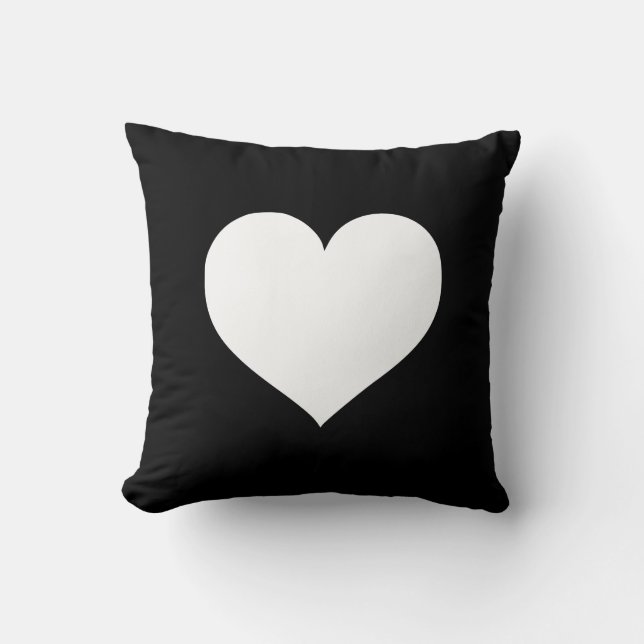 Heart Black and White Collection Throw Pillow (Front)