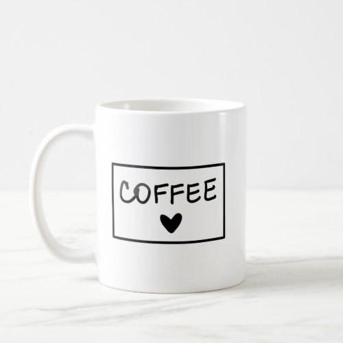 Heart Black and White Handwritten Cute Coffee Mug