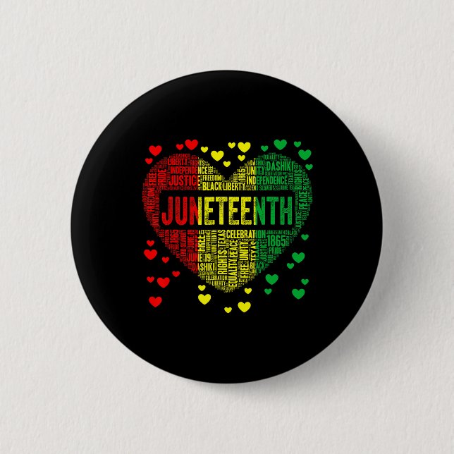 Heart Black History Afro American African Freedom  Button (Front)