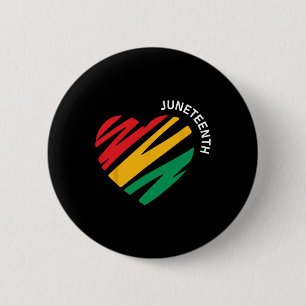 Heart Black History Afro American African Freedom  Button