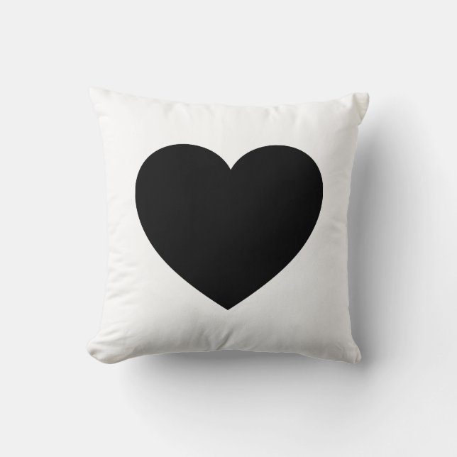 Heart - Black on White Throw Pillow (Front)