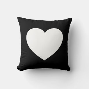 Heart - Black on White Throw Pillow