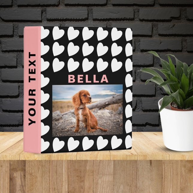 Heart Black Pink Pattern Pet Dog Photo Album Mini Binder (Creator Uploaded)