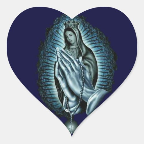 Heart Blessed Virgin Mary Prayer Rosary Heart Sticker