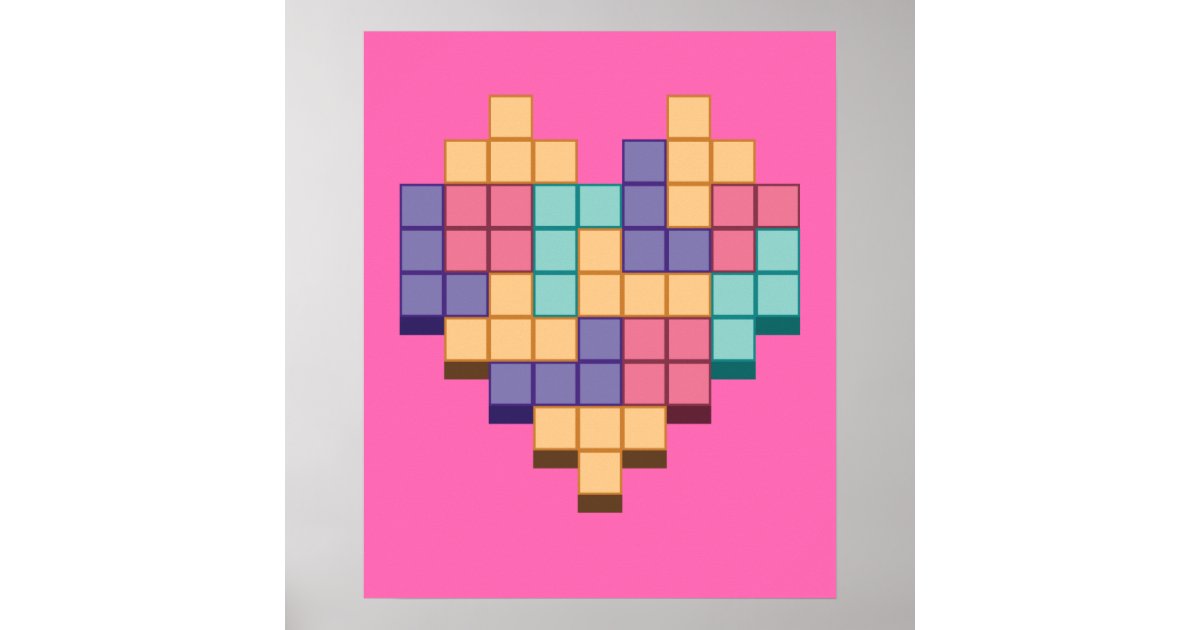 Heart Blocks Love Pattern Poster Zazzle
