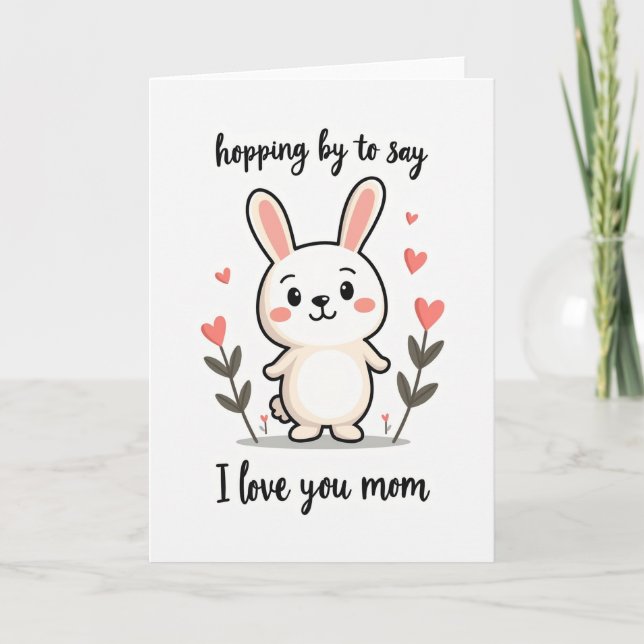 Heart Blossom Lagomorph Card (Front)