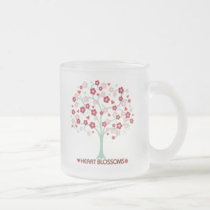 Heart Blossoms Design Frosted Glass Mug