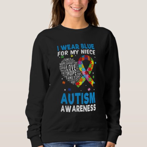 Heart Blue For Niece Love Special Puzzle Autism Aw Sweatshirt